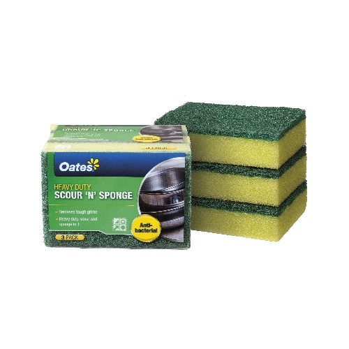 Oates Heavy Duty Scour n Sponge Pack 3 (SC-045)