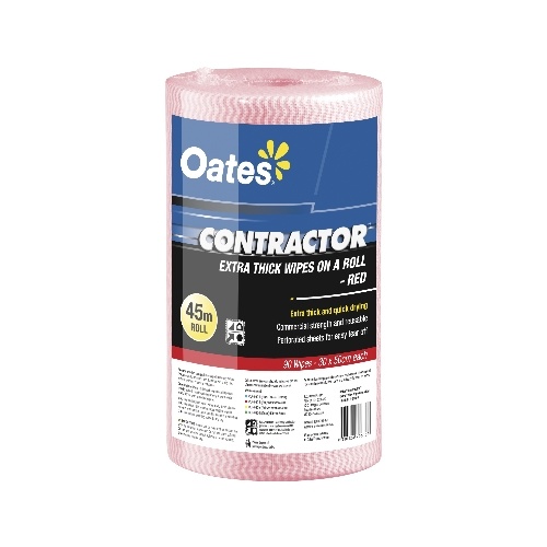  Oates Contractor Wipe Roll 45m Red CLR-090-R