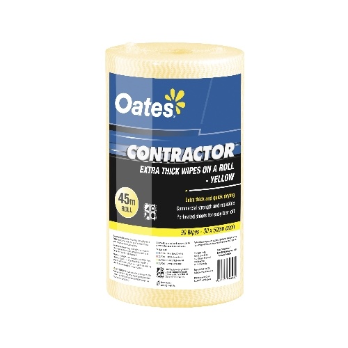 Oates Contractor Wipe Roll 45m Yellow CLR-090-Y