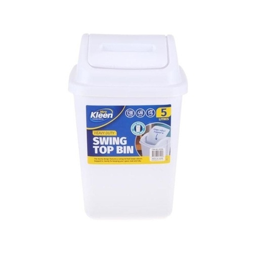 Xtra Kleen Swing Top Garbage Waste Bin Home Bathroom School Office Handy Useful 5L (231256)