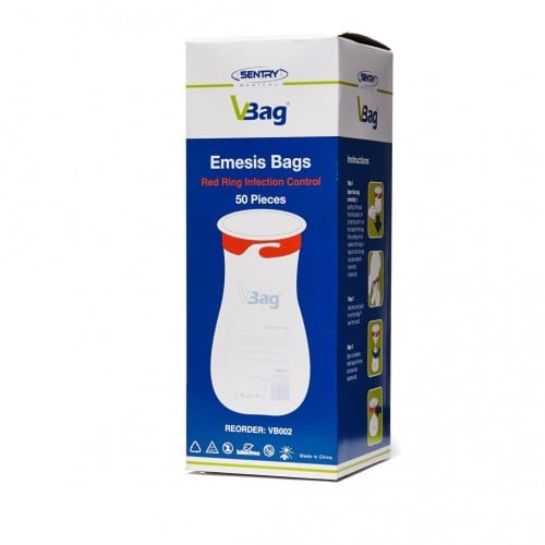 Emesis or Vomit Bags (Red Ring Infection Control) 50 Pieces (WESWS927600)