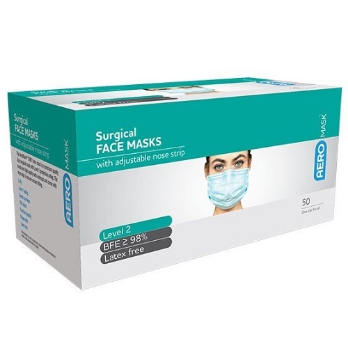 Aero Surgical Face Mask Level 2 with Ear Loops Pack 10 x 5 (50)