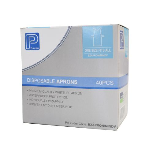 PREMIER Apron Disposable LONG WHITE 135cm Pack 100 BZAPRON/MBOX