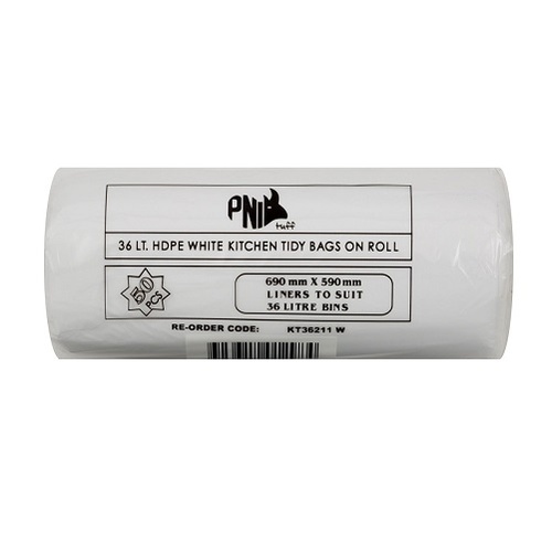 36L White Bin Liners Roll 50 (KT36211W)