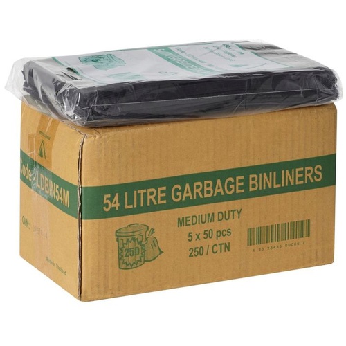 54L medium duty Black Carton (50 x 5) (LDBIN54M) - 250 bags