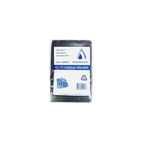 EXTRA Heavy Duty Black 82L Pack 25 (LDBIN82E)