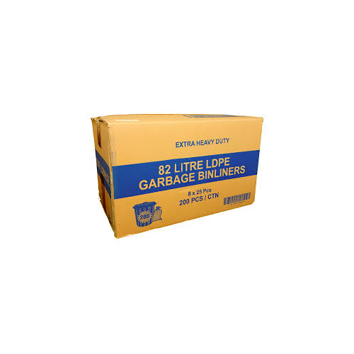 EXTRA Heavy Duty (BLUE BOX) Garbage Bag Black 82L Carton 200 (Pk 25 x 8) (LDBIN82E) 