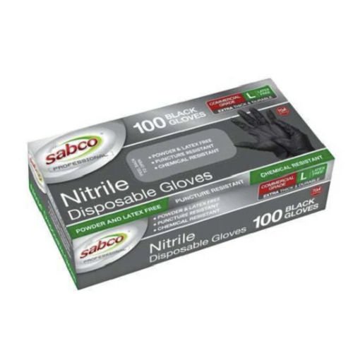 Sabco Black Nitrile Gloves Large Ctn (10x100)