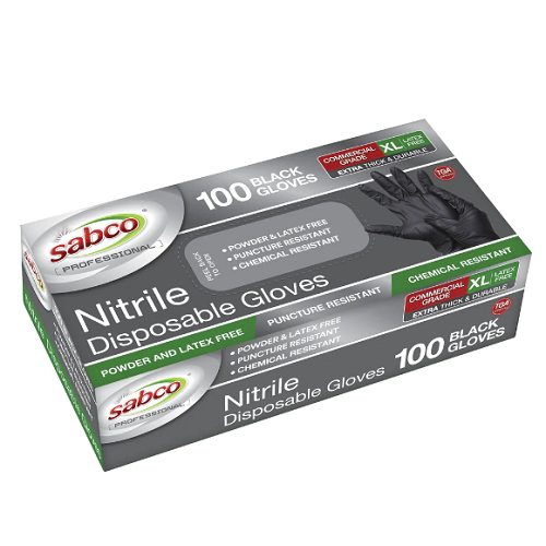 Sabco Black Nitrile Gloves Extra Large Ctn (10 x 100)