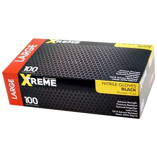 BLACK H/D Nitrile Gloves EXTRA LARGE Carton (10x100) (GLVNRLB100XL-10)