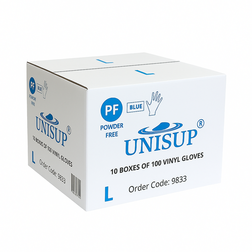 Vinyl Powder Free BLUE Glove Large Carton (Pack 100 x 10)