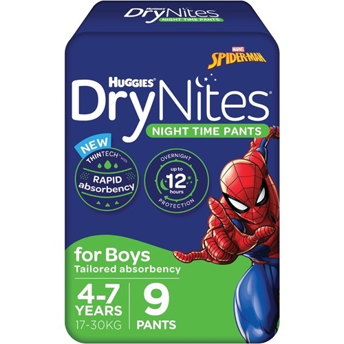 Huggies Drynites Pyjama Pants 4 7 Yrs Boy Carton 27 ( 9 x 3)