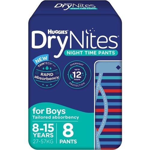 Huggies Drynites Boy 8-15Yrs (27-57Kg) Pk9