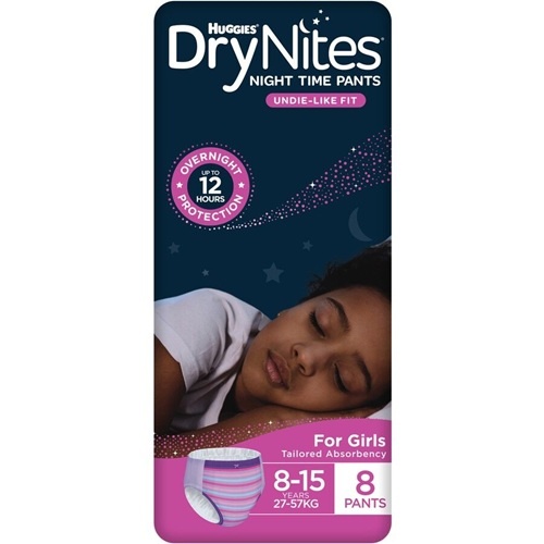 Huggies DryNites Pants GIRL 8-15 Yr Carton 24 ( 8 x 3) (21508)