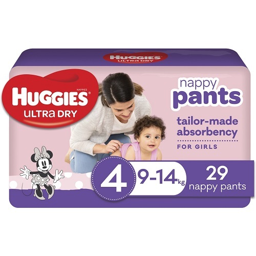 Huggies Nappy Pants Toddler 9-14kg Girl (SIZE 4) Pack of 29