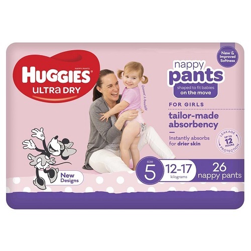 Huggies Nappy Pant Walker Girl SIZE 5 (12-17 kg) Pack 26