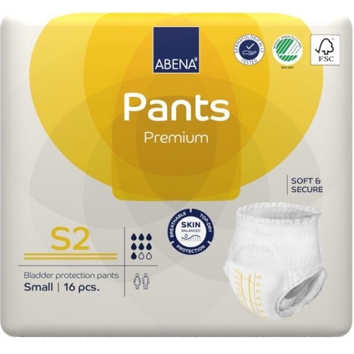 ABENA Pants S2 Premium Pull-ups 60 90cm Unisex 1900ml White/ Yellow Stripe Carton 96 ( 16 x 6)