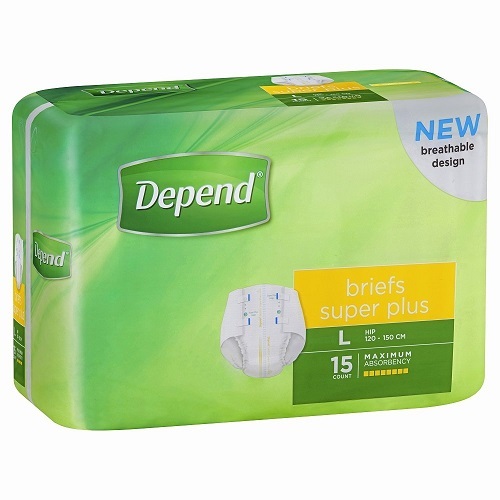 Depend Brief Super Plus Large Unisex 120-150cm 4300ml 60 (15x4) 
