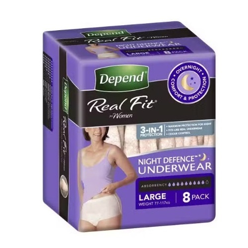 Depend Real Fit Night Defence Pants LARGE Female 1300 ml