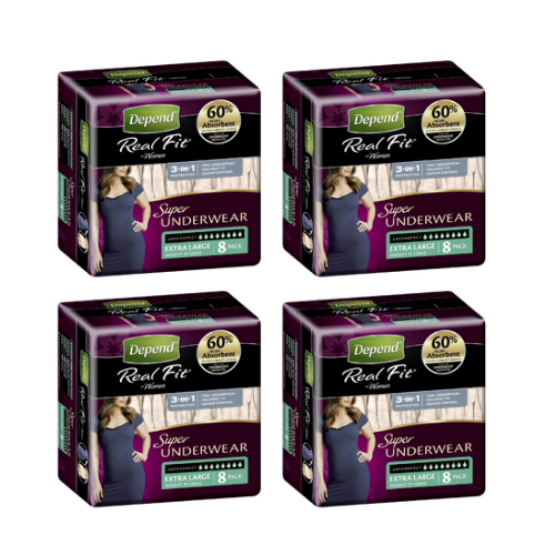 Depend Real Fit Super Underwear For Women Large 97 -127cm 880ml Nude CARTON 8x4