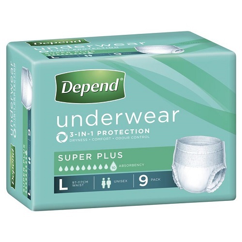 DEPEND Underwear Super Plus Large Unisex Carton ( 9 x 4)