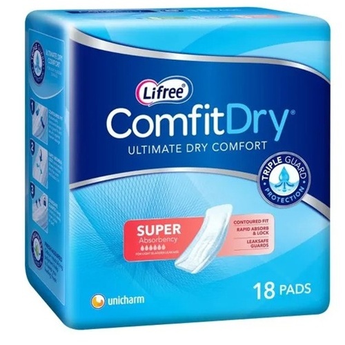 Lifree Comfitdry Super Pad Unisex 800ml 34cm Pack 18  (LFDS18)