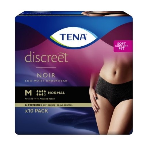 TENA Discreet Pants Noir Womens Medium Waist 75 100cm 880ml Black Carton 30 (10 x 3)