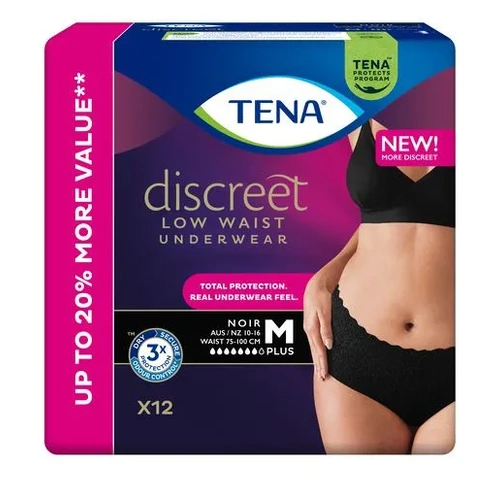 Tena Pants Discreet Low Waist Noir Medium Waist 75 100cm Women 615ml BlackTena Pants Discreet Low Waist Noir Medium Waist 75 100cm Women 12X2