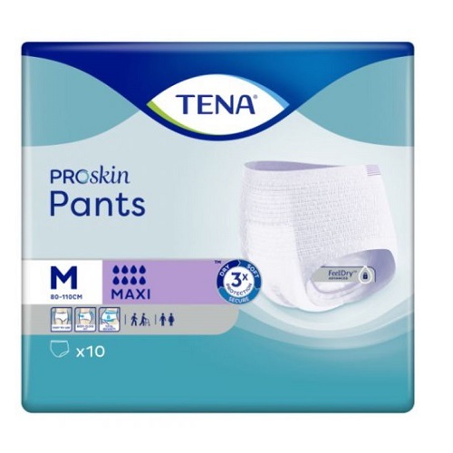 TENA Proskin Pants Unisex MAXI (8D) Medium 80-100cm 2550ml Pack 10