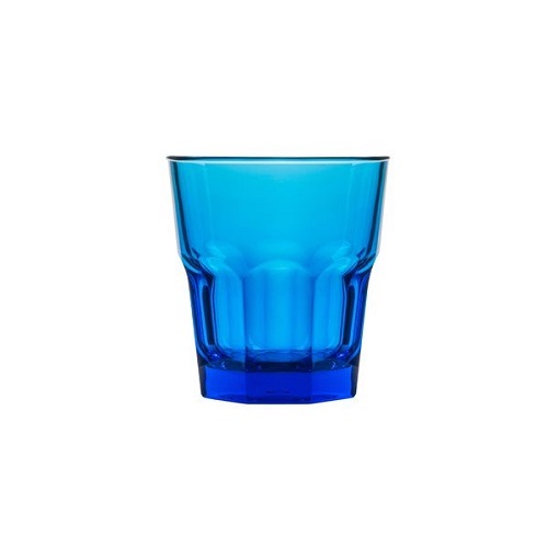Polysafe Plastic Glass Look Rocks Tumblers 240ml BLUE Stackable Ctn of 24
