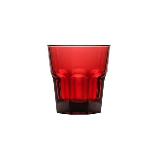 Polysafe Plastic Glass Look Rocks Tumblers 240ml RED Stackable Ctn of 24