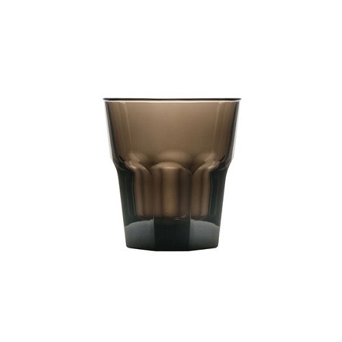 Polysafe Plastic Glass Look Rocks Tumblers 240ml SMOKE Stackable Ctn of 24