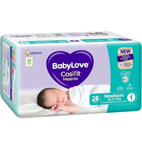 BabyLove Cosifit Newborn Nappy (SIZE 1) Carton 112 (28 x 4)
