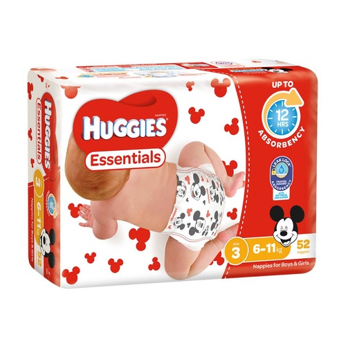 Huggies Essentials Crawler (S3) Ctn 208 ($0.2762 per Nappy)