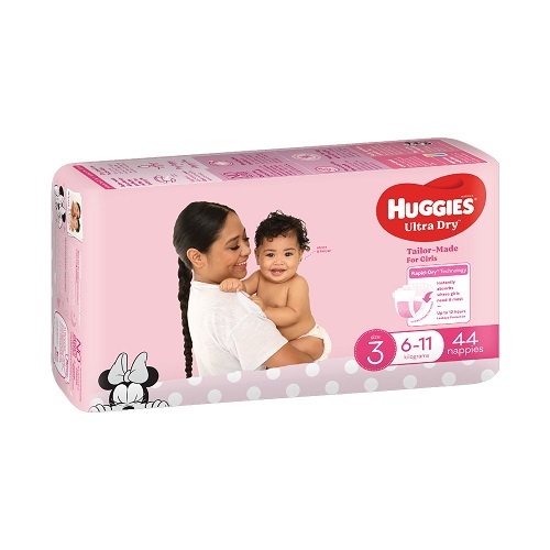 Huggies Ultra Dry Crawler GIRL Size 3 (6 to 11 kg) Pack of 44
