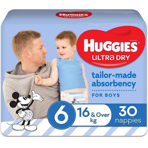 Huggies Ultra Dry Junior BOY Nappy Size 6 (16kg+) Pack of 30