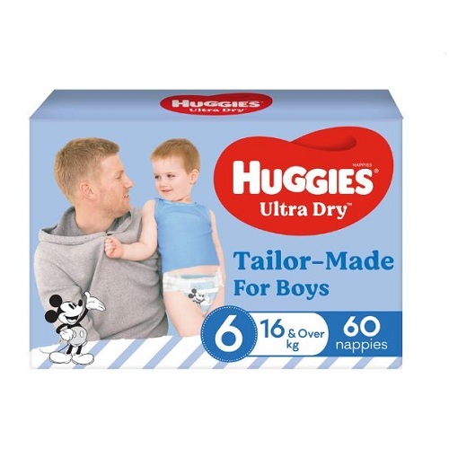Huggies Ultra Dry JUNIOR BOY Nappy Size 6 (16+ kg) Pack of 60