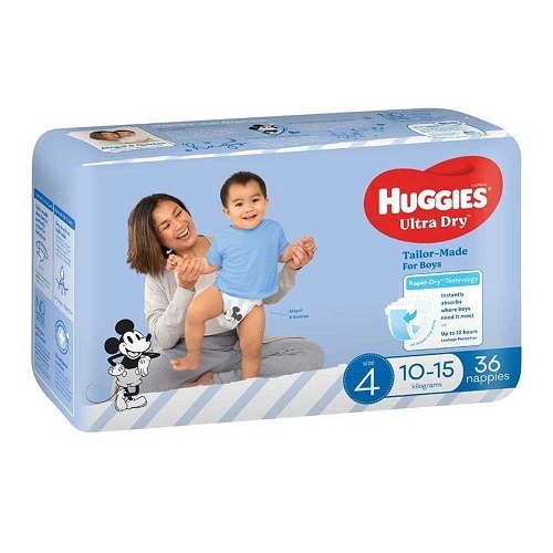 Huggies Ultra Dry Toddler BOY Size 4 (13 to 15 kg) Pack of 36