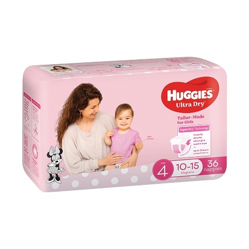 Huggies Ultra Dry Toddler GIRL Size 4 (13 to 15 kg) Pack of 32