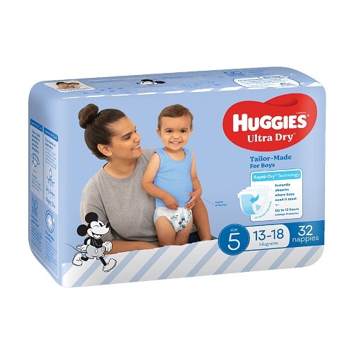 Huggies Ultra Dry Walker BOY Size 5 (13 to 18 kg) Pack of 32
