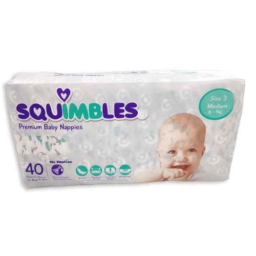 Squimbles Medium (S3) Ctn 160 ($0.2556 per Nappy) 