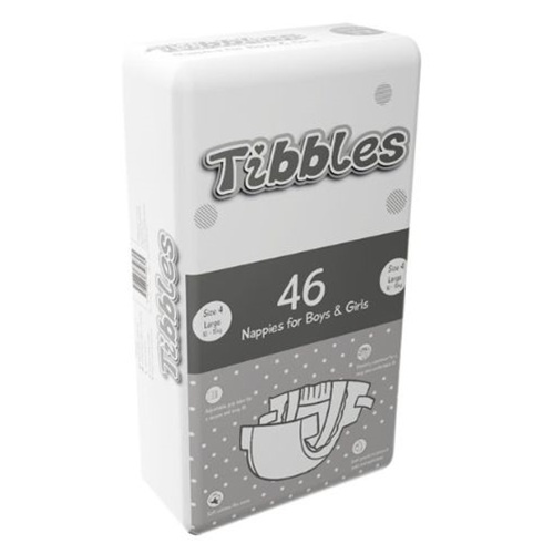 Tibbles Baby Nappy Large (Size 4) Carton 184 ( 46 x 4)
