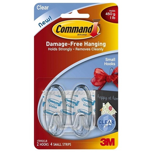 3M Command Small Hooks Clear Pk 2 (17092)