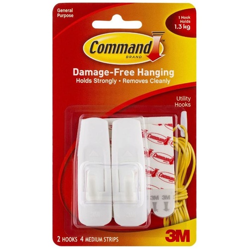 3M Command Medium Hooks Pk 2 (17001)