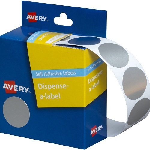 Avery Removable Dispenser Labels 24mm Round Sliver Pack of 250