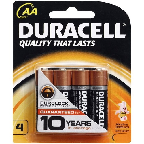 Duracell Coppertop AA Batteries Pk 4 