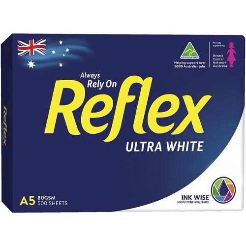 REFLEX A5 (HALF A4) Copy Paper Ultra 80gsm WHITE Ream 500 sheets 161011