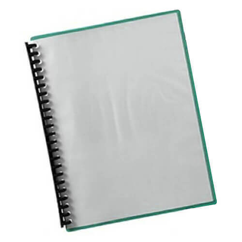 A4 Display Book Clear Front 20 Pockets Green