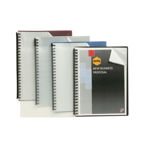 Marbig A4 Display Book Clear Front 20 Pockets Grey