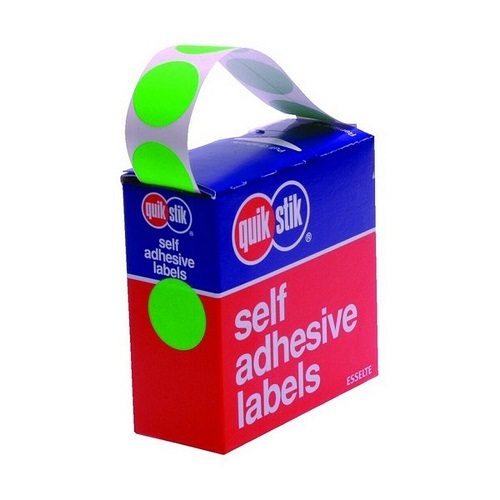 Label Quik Stik 14mm Dot FLUORO GREEN